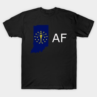 Indiana Flag State Outline AF (white) T-Shirt